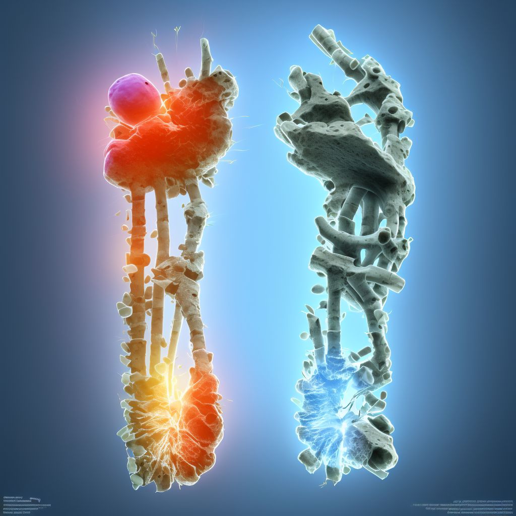 Unspecified fracture of lower end of unspecified ulna, subsequent encounter for open fracture type I or II with delayed healing digital illustration