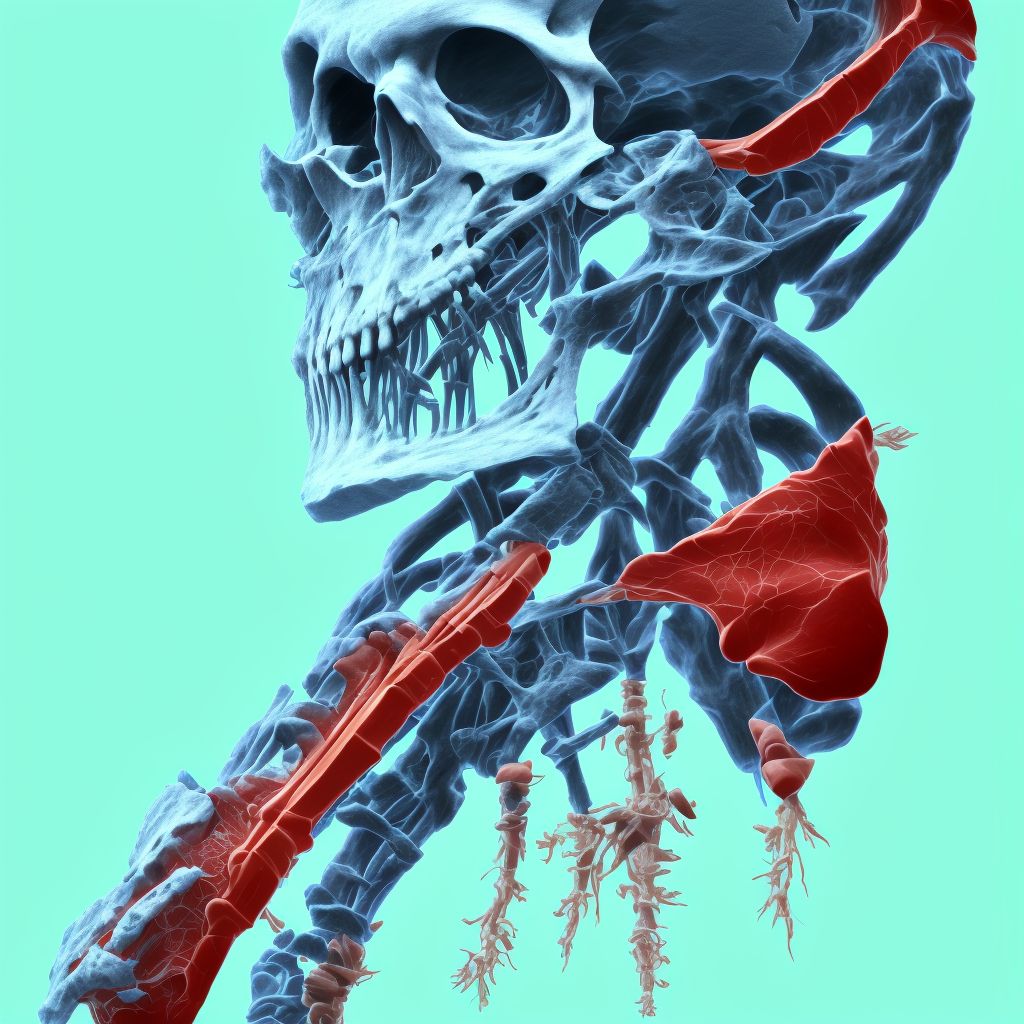 Displaced fracture of unspecified ulna styloid process, initial encounter for open fracture type IIIA, IIIB, or IIIC digital illustration