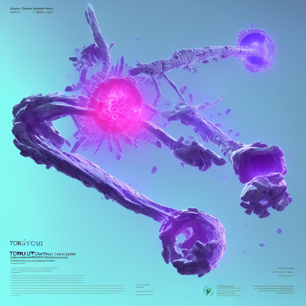 Torus fracture of lower end of right ulna, subsequent encounter for fracture with delayed healing digital illustration