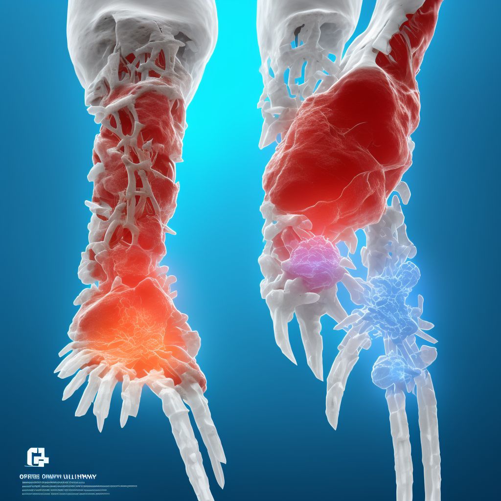 Other fracture of lower end of right ulna, subsequent encounter for closed fracture with delayed healing digital illustration