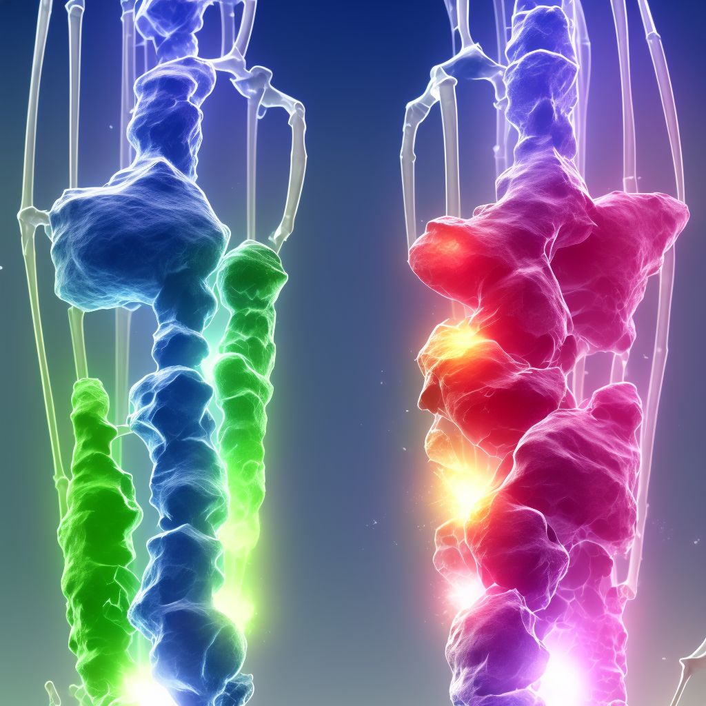 Other fracture of lower end of right ulna, subsequent encounter for open fracture type IIIA, IIIB, or IIIC with delayed healing digital illustration