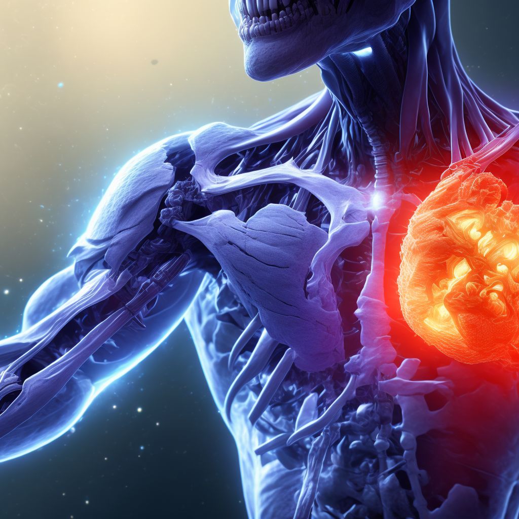 Anterior dislocation of left ulnohumeral joint, subsequent encounter digital illustration