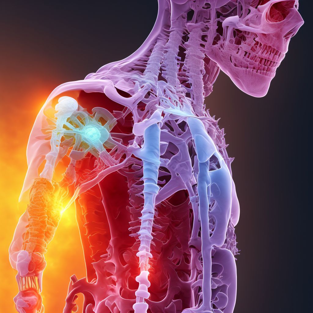 Medial subluxation of left ulnohumeral joint, subsequent encounter digital illustration