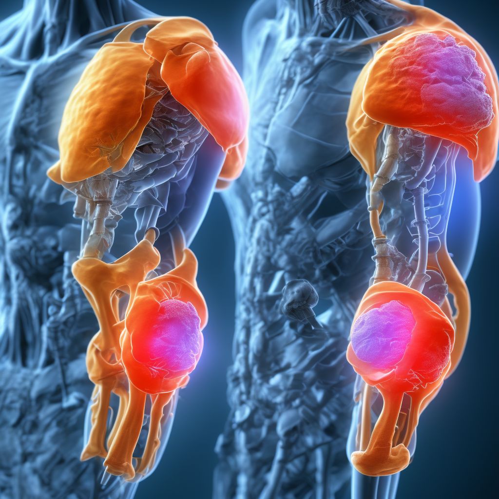 Radiohumeral (joint) sprain of left elbow, sequela digital illustration