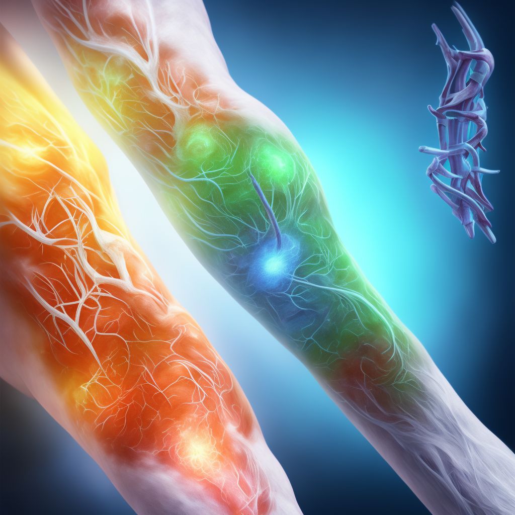 Injury of ulnar nerve at forearm level, right arm, sequela digital illustration