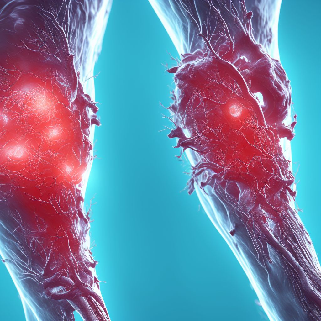 Laceration of ulnar artery at forearm level, left arm, sequela digital illustration