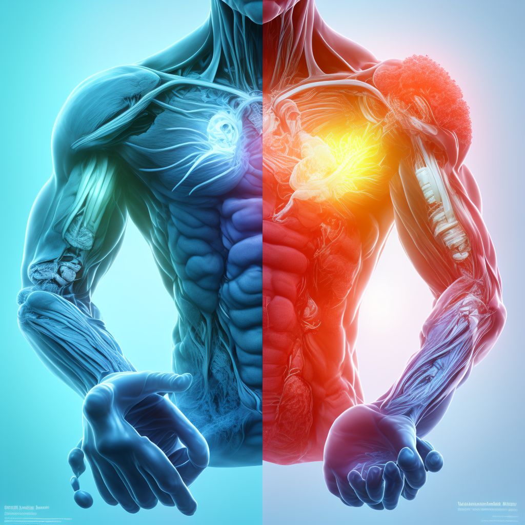 Unspecified injury of radial artery at forearm level, right arm, subsequent encounter digital illustration