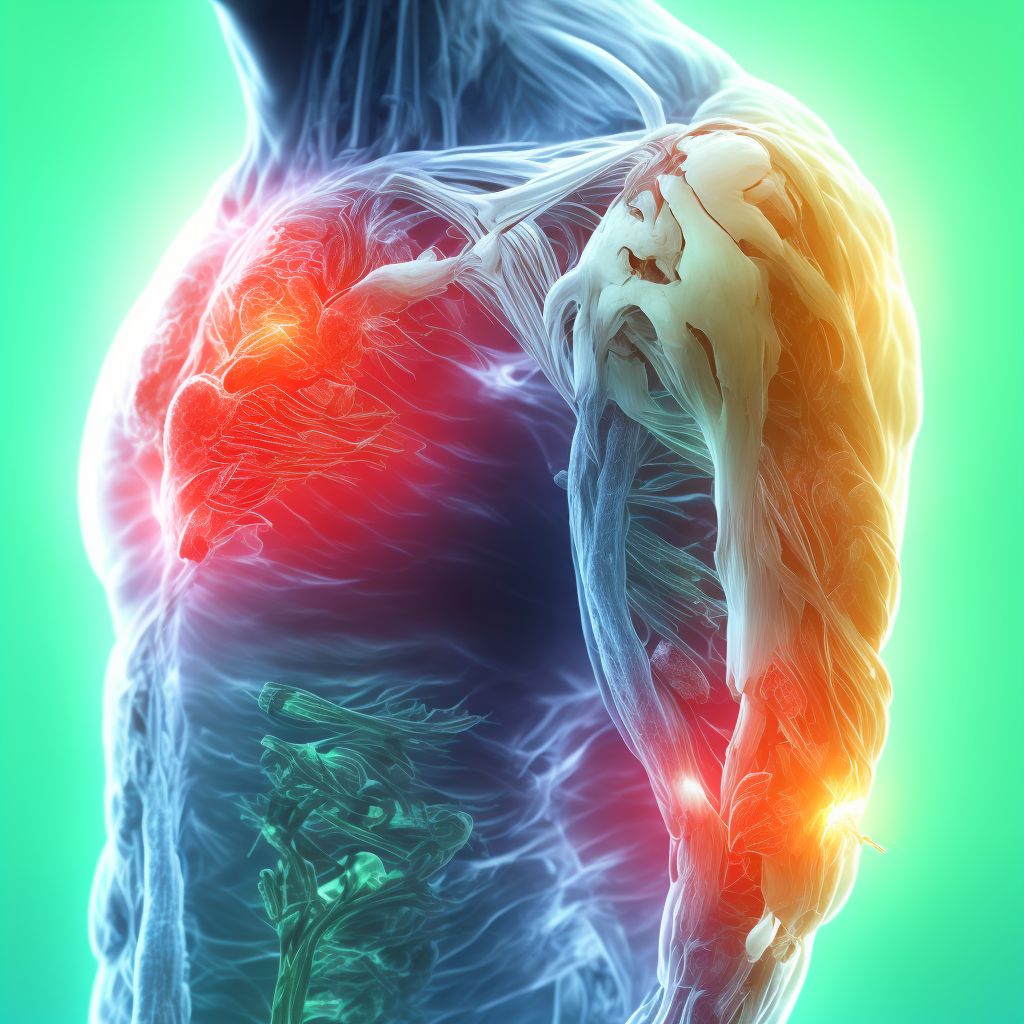 Unspecified injury of radial artery at forearm level, right arm, sequela digital illustration