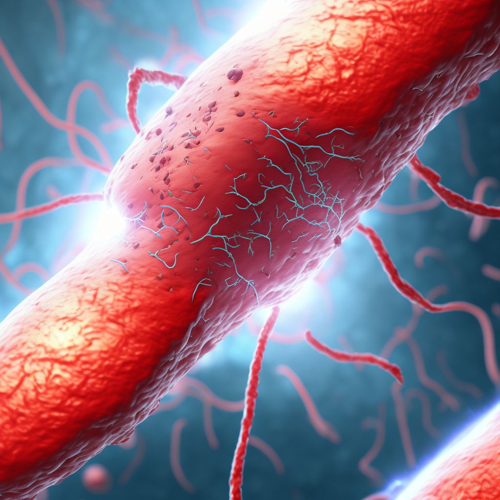 Laceration of other blood vessels at forearm level, right arm, initial encounter digital illustration