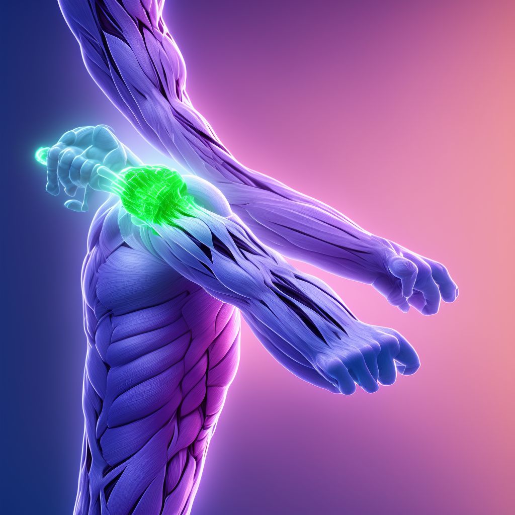 Strain of flexor muscle, fascia and tendon of left little finger at forearm level, sequela digital illustration