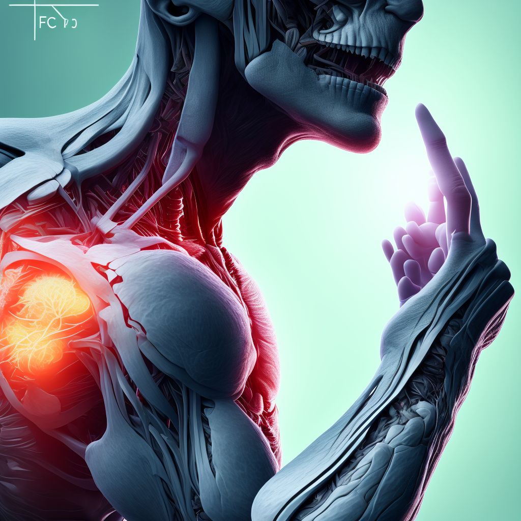 Laceration of flexor muscle, fascia and tendon of unspecified finger at forearm level, initial encounter digital illustration