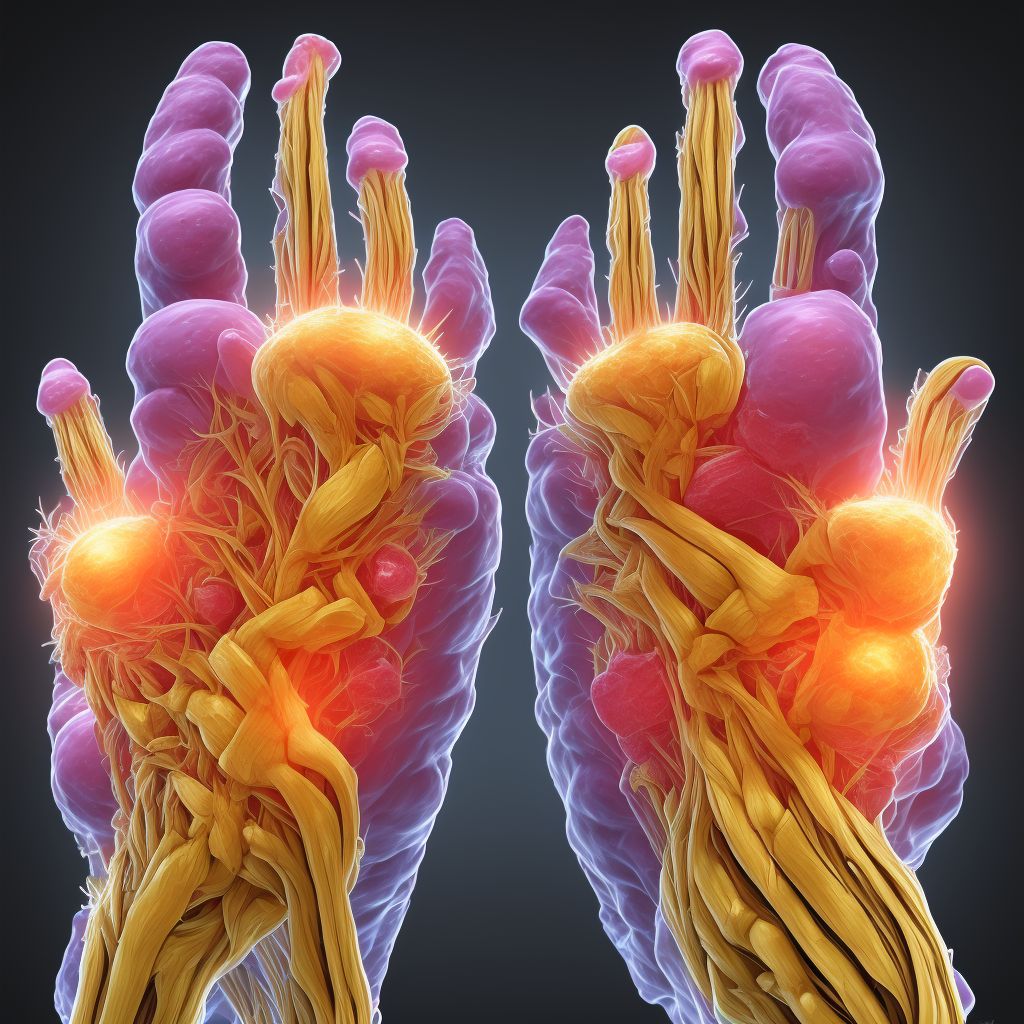 Unspecified injury of extensor or abductor muscles, fascia and tendons of unspecified thumb at forearm level, sequela digital illustration