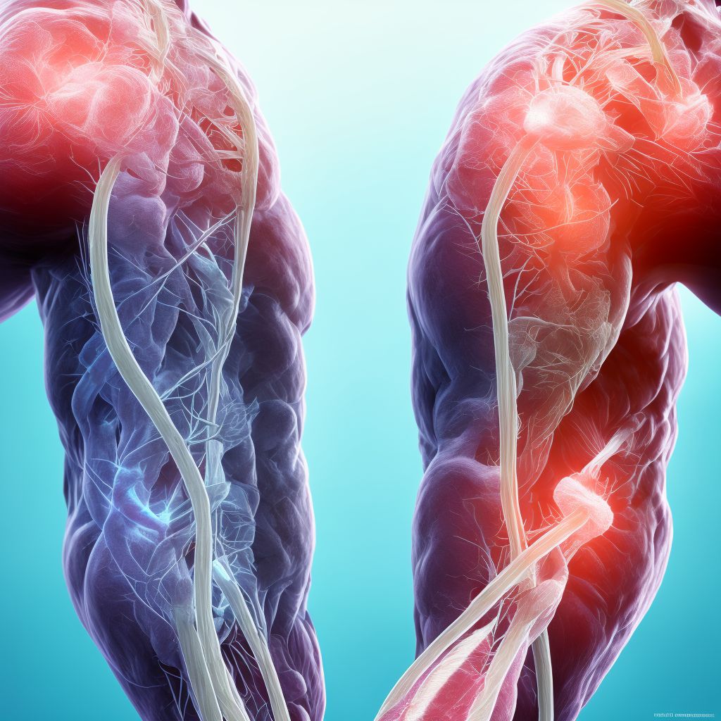 Laceration of extensor muscle, fascia and tendon of right index finger at forearm level, sequela digital illustration