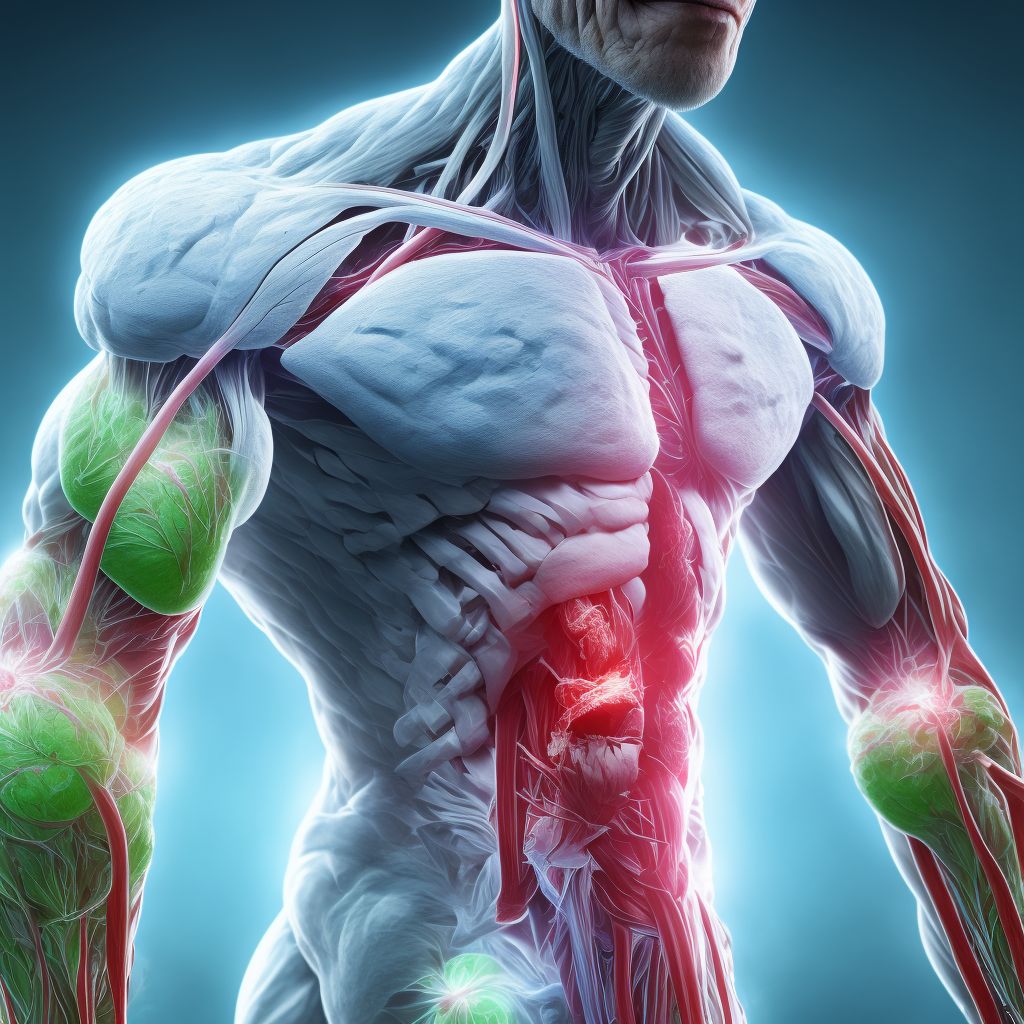 Strain of other extensor muscle, fascia and tendon at forearm level, left arm, subsequent encounter digital illustration