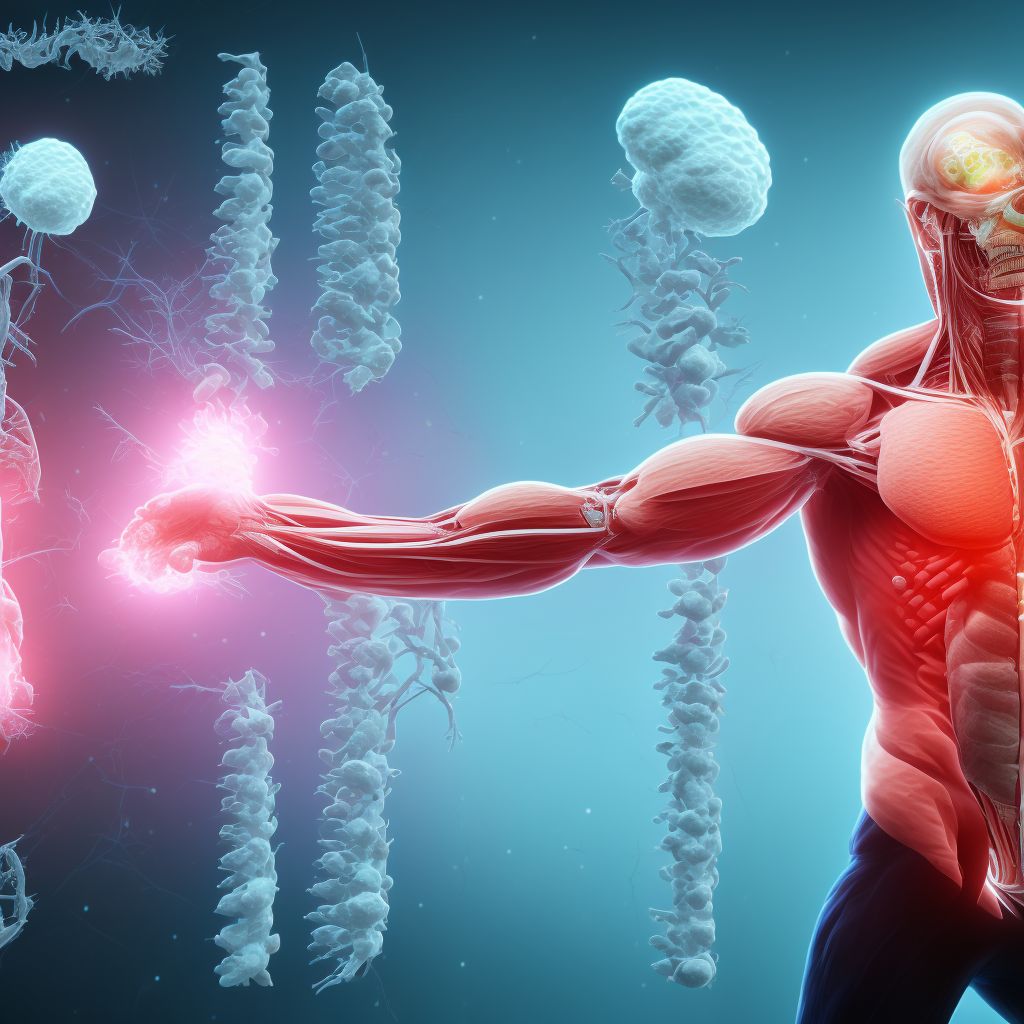 Other injury of other extensor muscle, fascia and tendon at forearm level, unspecified arm, initial encounter digital illustration