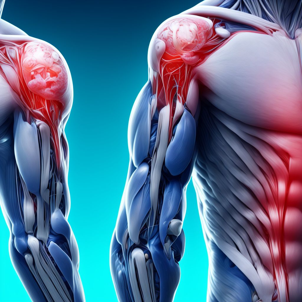 Unspecified injury of other muscles, fascia and tendons at forearm level, right arm, sequela digital illustration