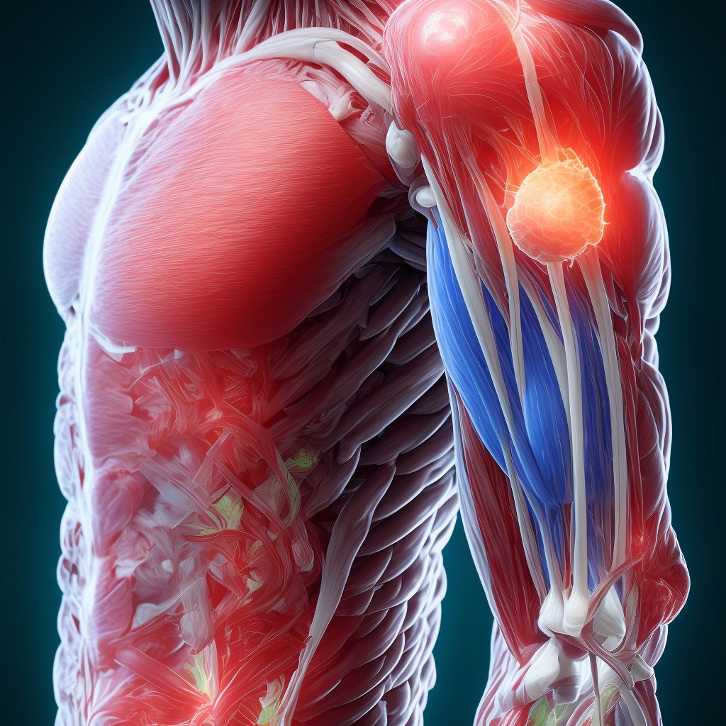 Strain of other muscles, fascia and tendons at forearm level, left arm, initial encounter digital illustration