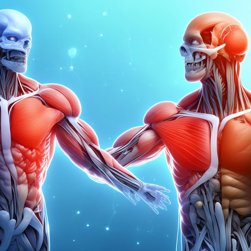 Strain of unspecified muscles, fascia and tendons at forearm level, right arm, initial encounter digital illustration