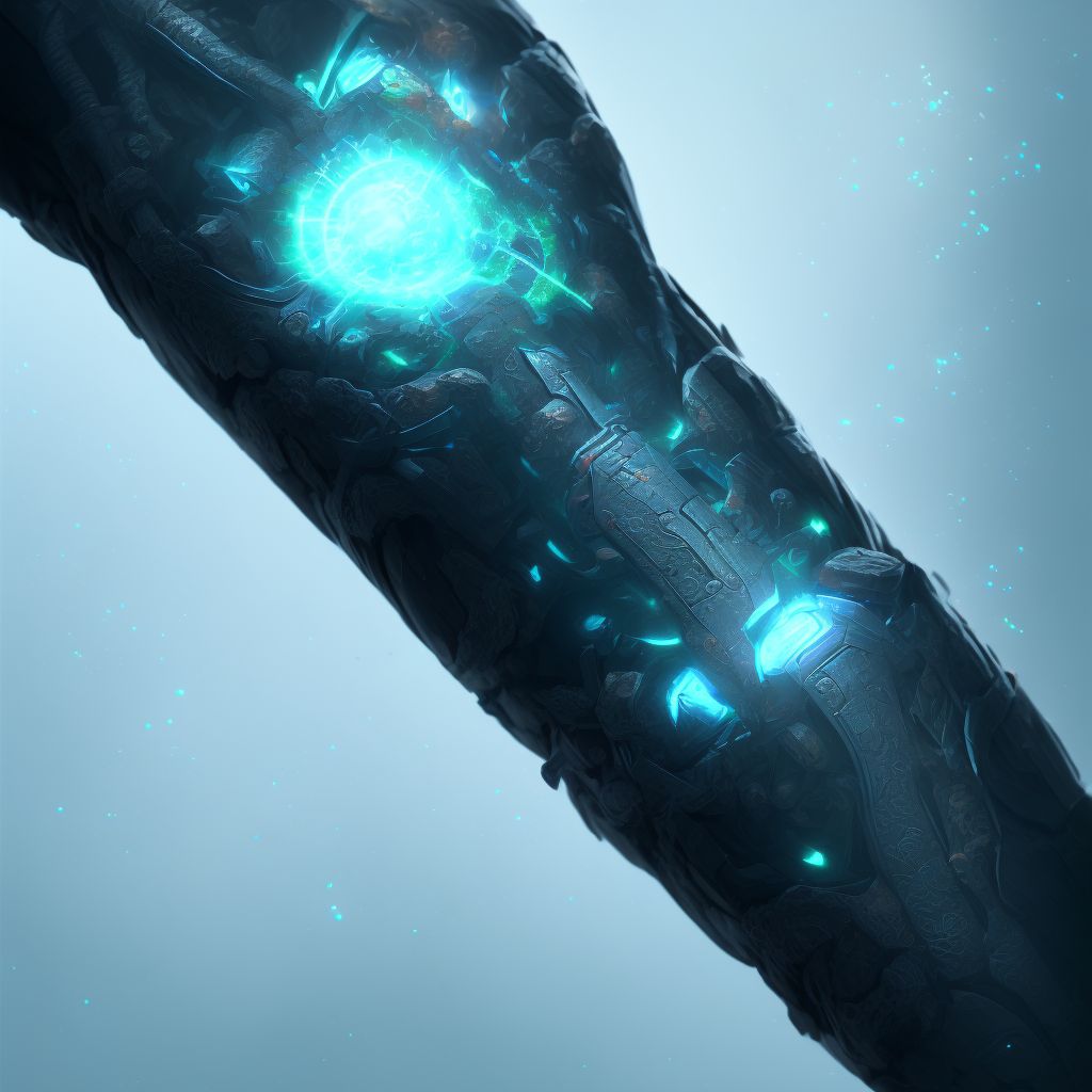 Crushing injury of right forearm, initial encounter digital illustration