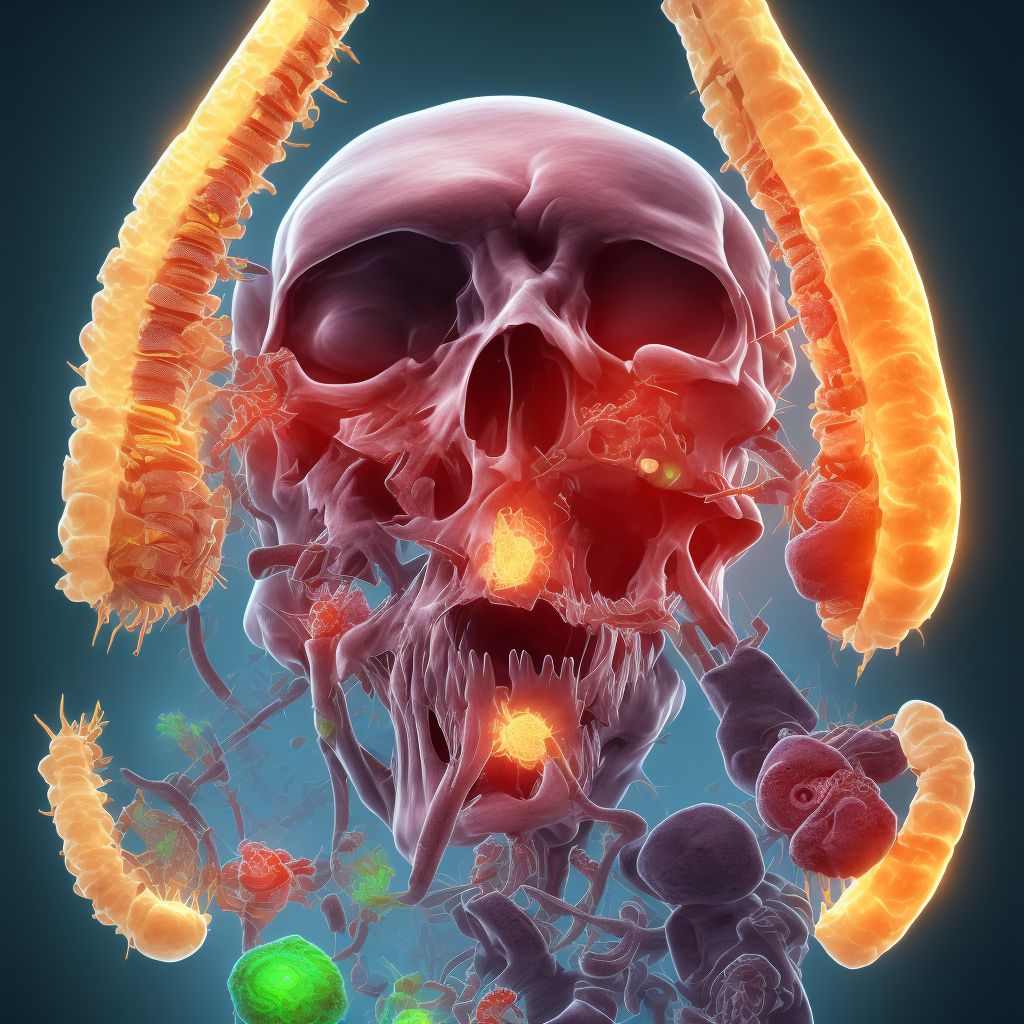 Complete traumatic amputation at level between elbow and wrist, left arm, sequela digital illustration