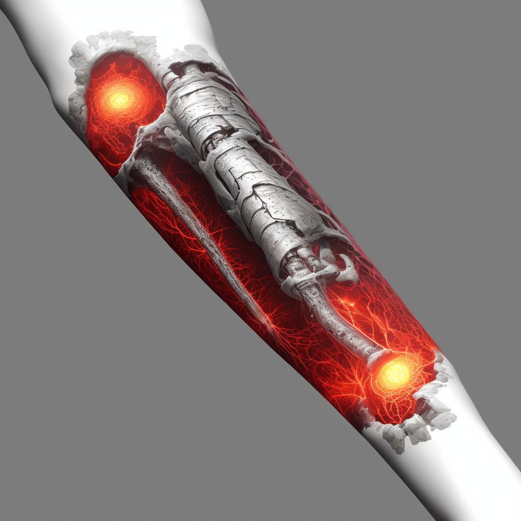 Salter-Harris Type I physeal fracture of lower end of ulna, left arm, subsequent encounter for fracture with routine healing digital illustration