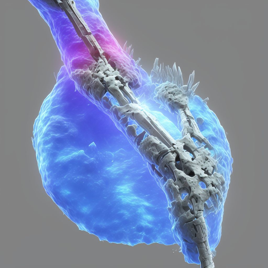 Salter-Harris Type III physeal fracture of lower end of ulna, left arm, subsequent encounter for fracture with delayed healing digital illustration