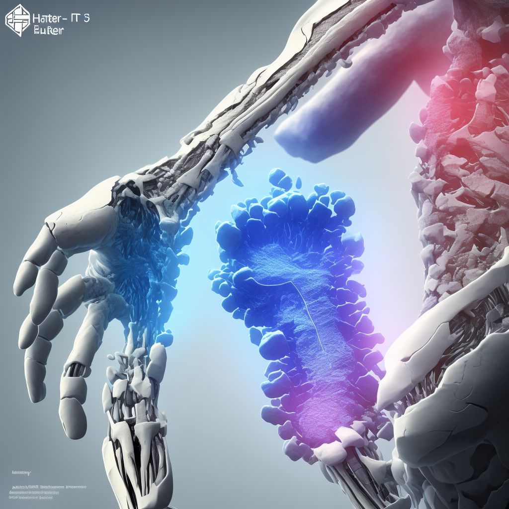 Salter-Harris Type III physeal fracture of lower end of ulna, left arm, subsequent encounter for fracture with nonunion digital illustration