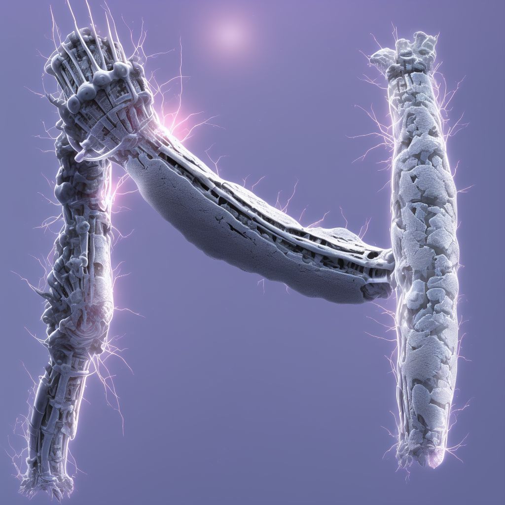 Salter-Harris Type IV physeal fracture of lower end of ulna, right arm, sequela digital illustration