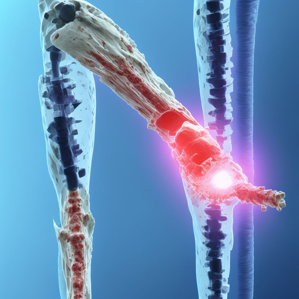 Salter-Harris Type IV physeal fracture of lower end of ulna, left arm, initial encounter for closed fracture digital illustration