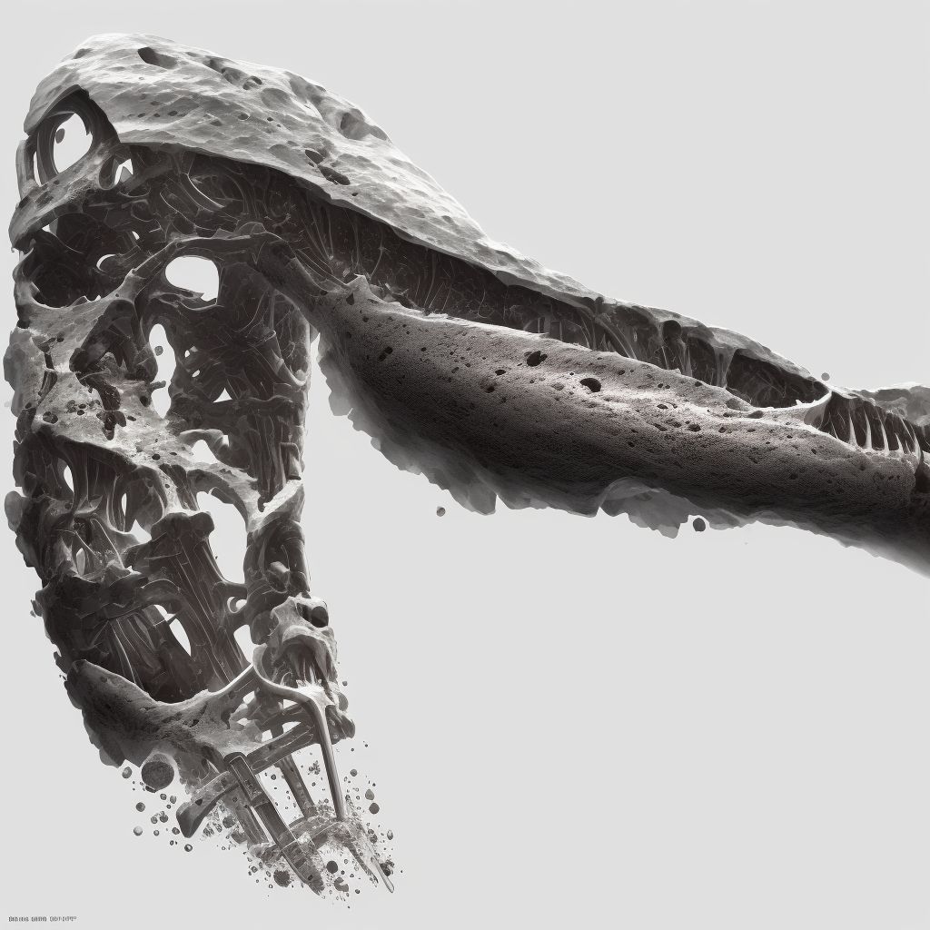 Salter-Harris Type IV physeal fracture of lower end of ulna, unspecified arm, subsequent encounter for fracture with delayed healing digital illustration