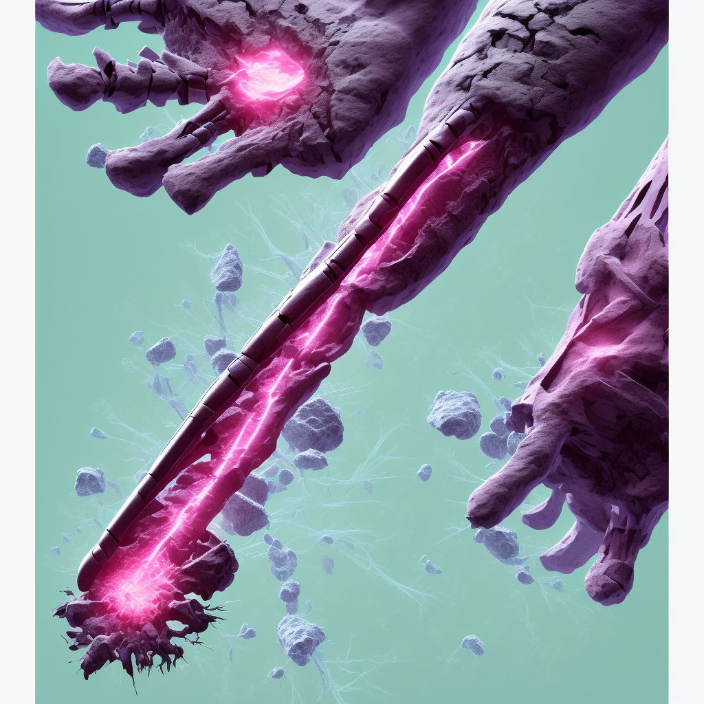 Salter-Harris Type IV physeal fracture of lower end of ulna, unspecified arm, subsequent encounter for fracture with nonunion digital illustration