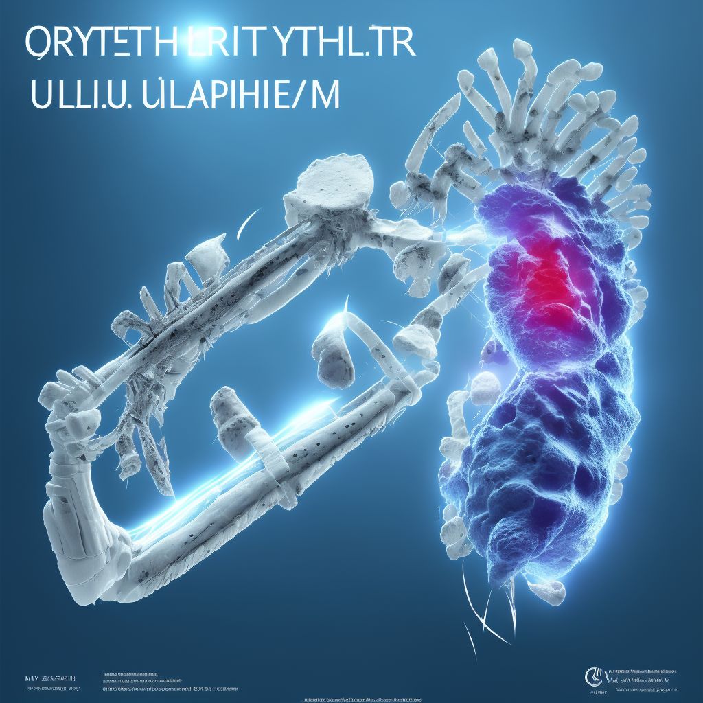 Other physeal fracture of lower end of ulna, unspecified arm, subsequent encounter for fracture with delayed healing digital illustration