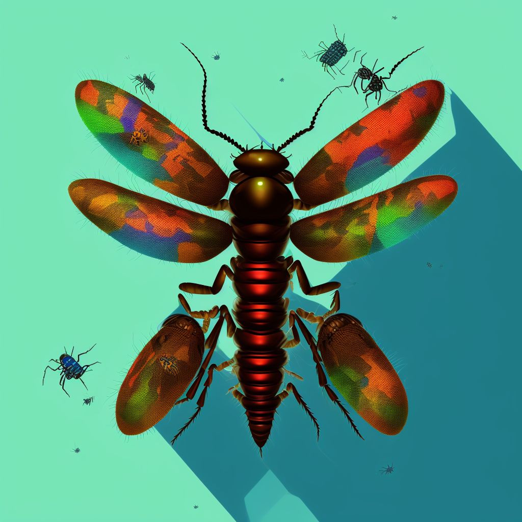 Insect bite (nonvenomous) of right middle finger, initial encounter digital illustration