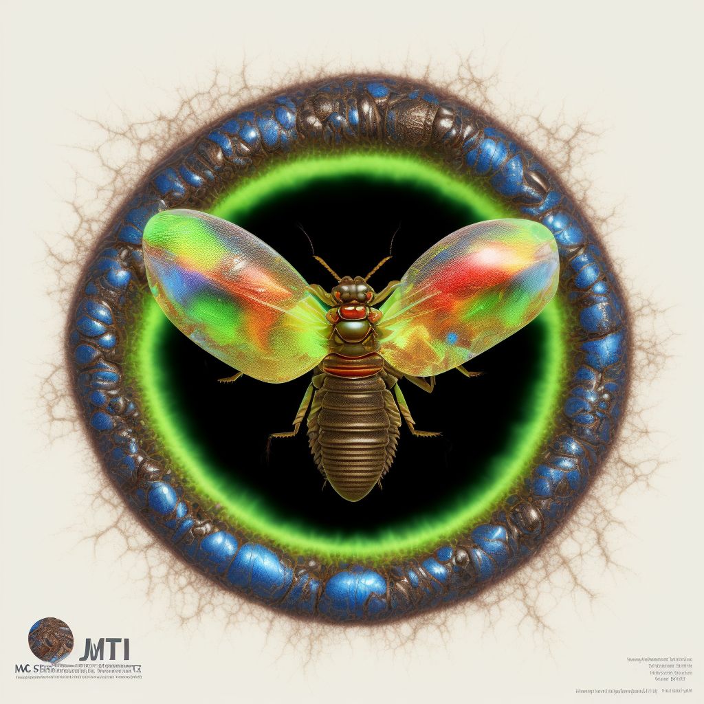 Insect bite (nonvenomous) of left ring finger, initial encounter digital illustration