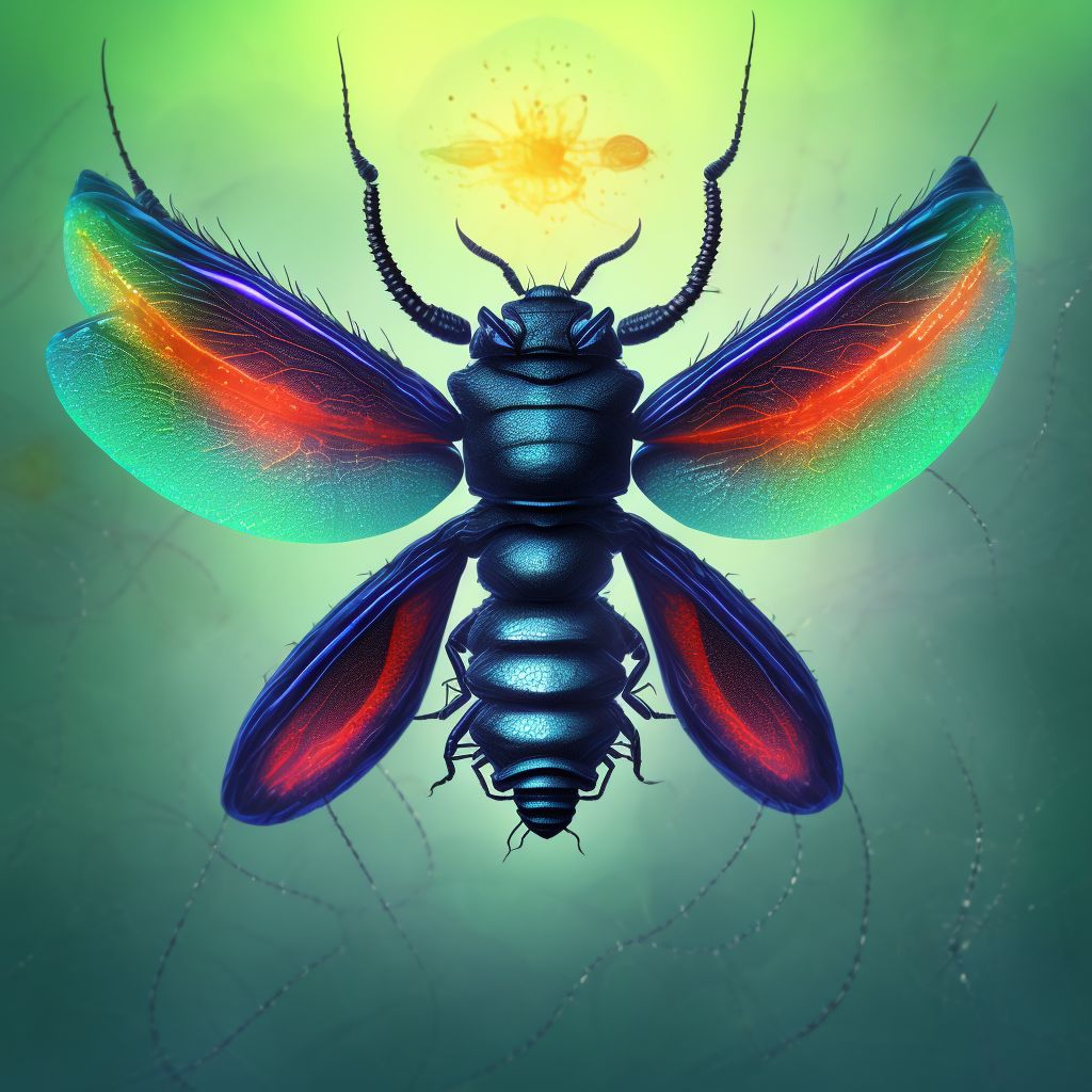 Insect bite (nonvenomous) of left ring finger, sequela digital illustration