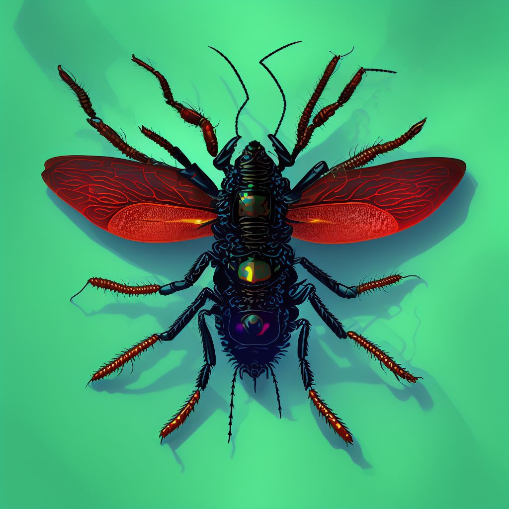 Insect bite (nonvenomous) of right wrist, sequela digital illustration