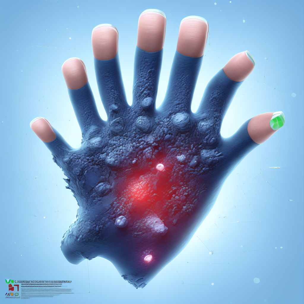 Unspecified open wound of right index finger with damage to nail, sequela digital illustration