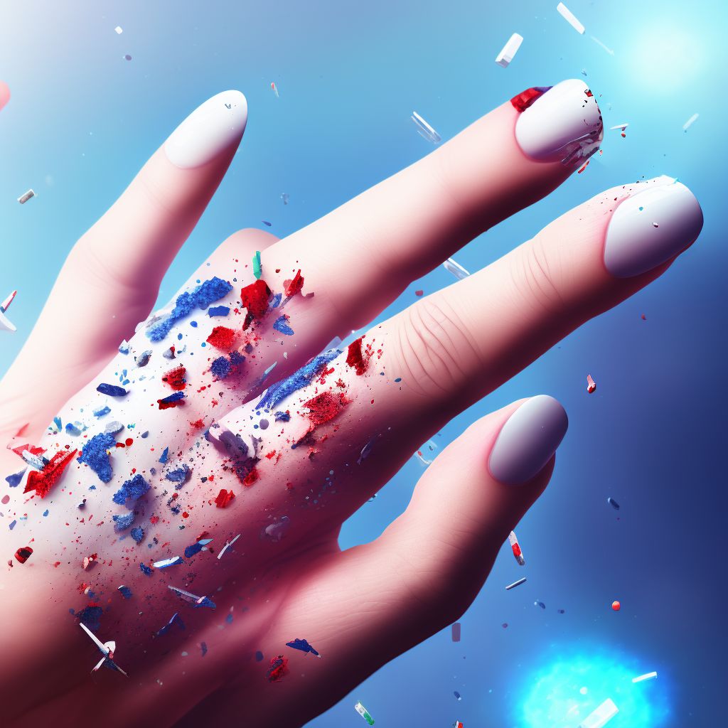 Unspecified open wound of right middle finger with damage to nail, subsequent encounter digital illustration