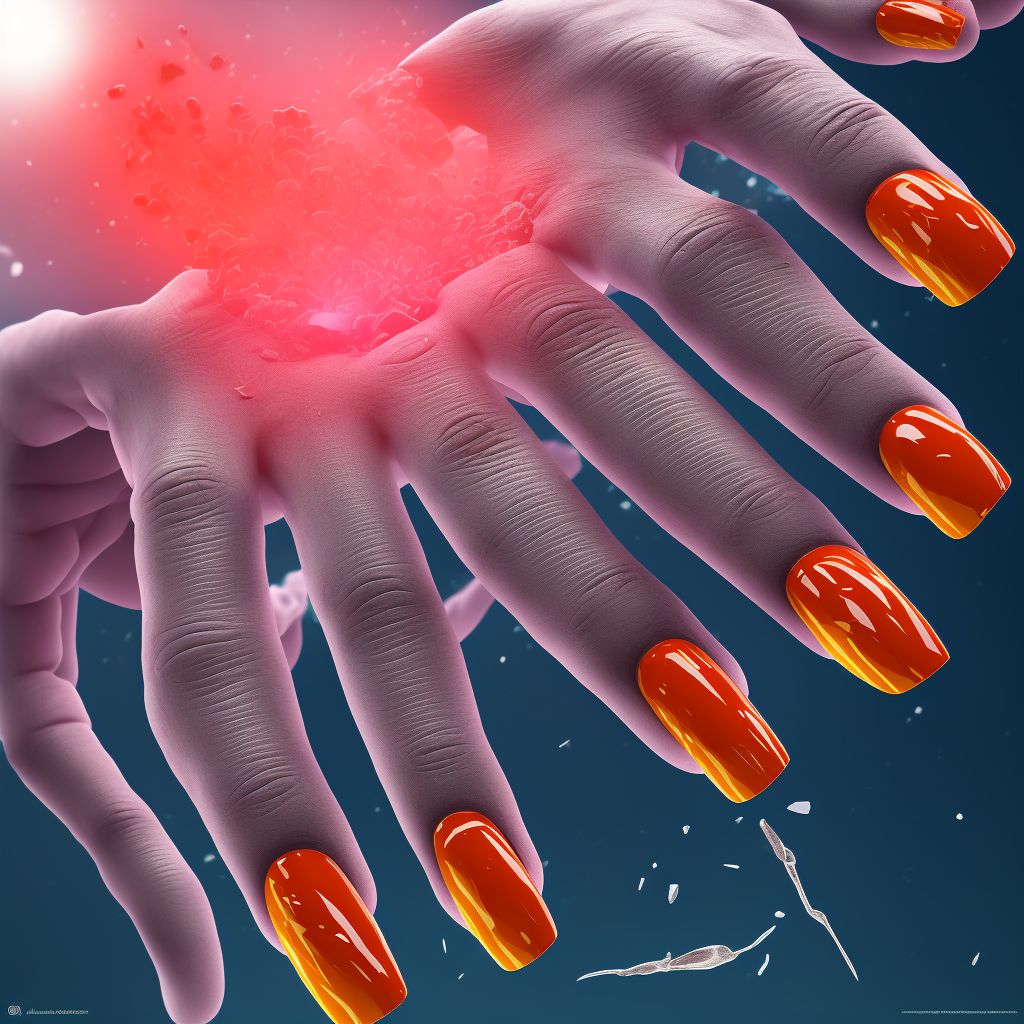 Unspecified open wound of left middle finger with damage to nail, initial encounter digital illustration