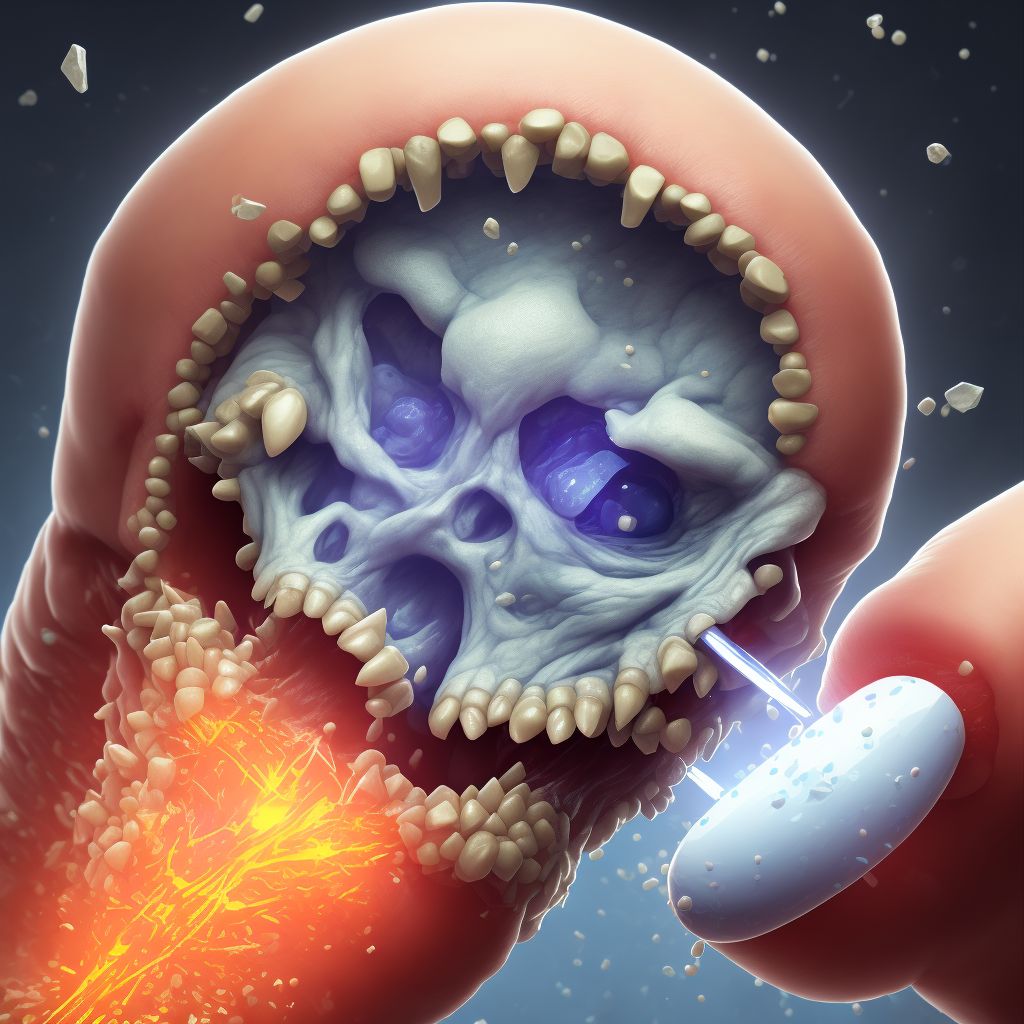 Open bite of right little finger with damage to nail, sequela digital illustration