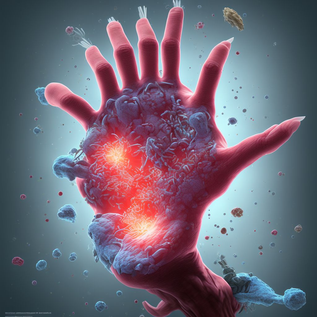 Unspecified open wound of left hand, sequela digital illustration