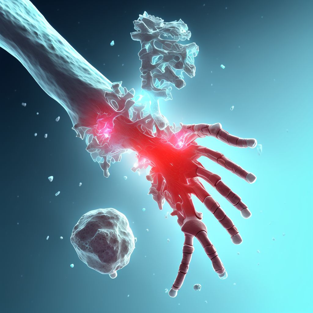 Nondisplaced fracture of distal pole of navicular [scaphoid] bone of unspecified wrist, sequela digital illustration