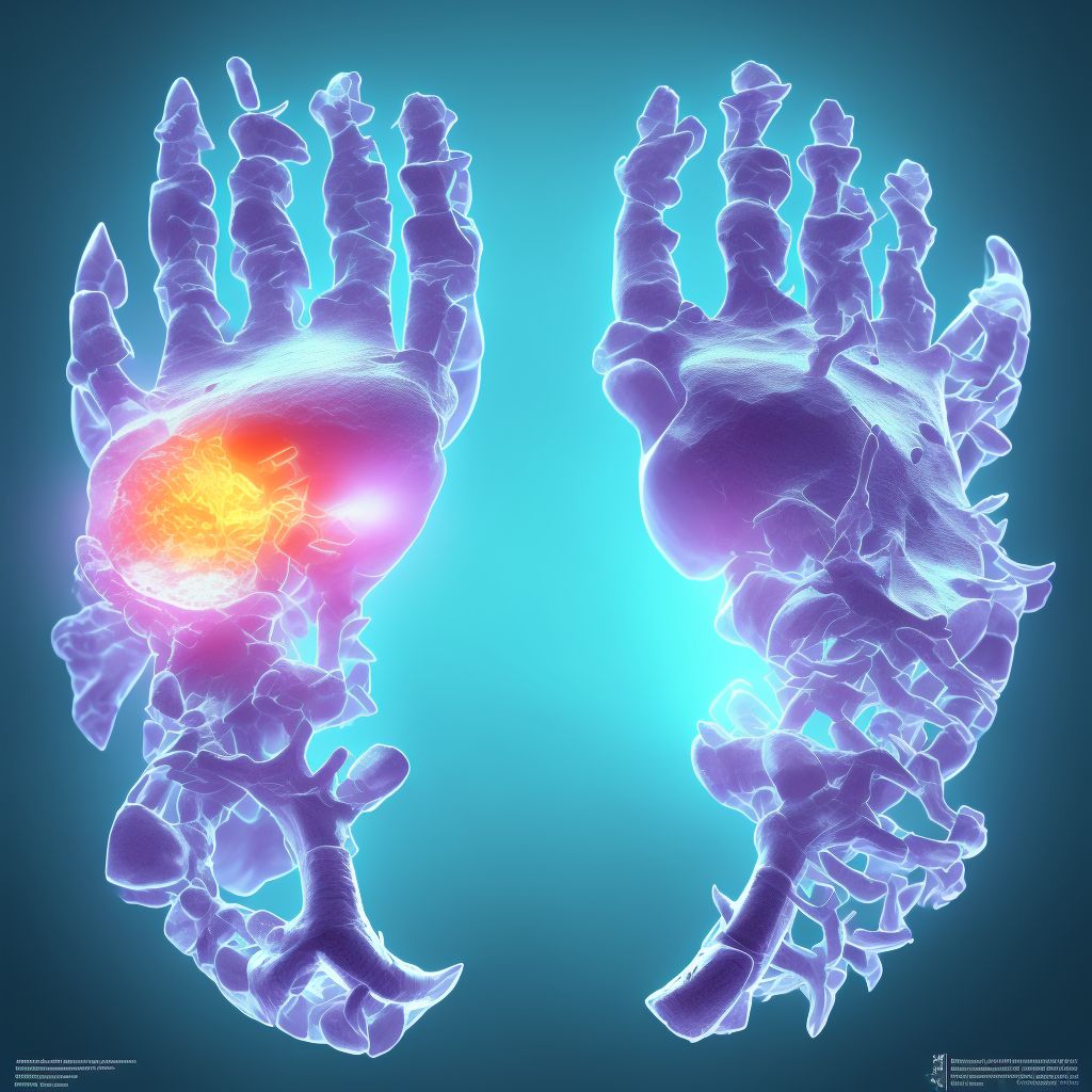 Nondisplaced fracture of middle third of navicular [scaphoid] bone of right wrist, subsequent encounter for fracture with nonunion digital illustration