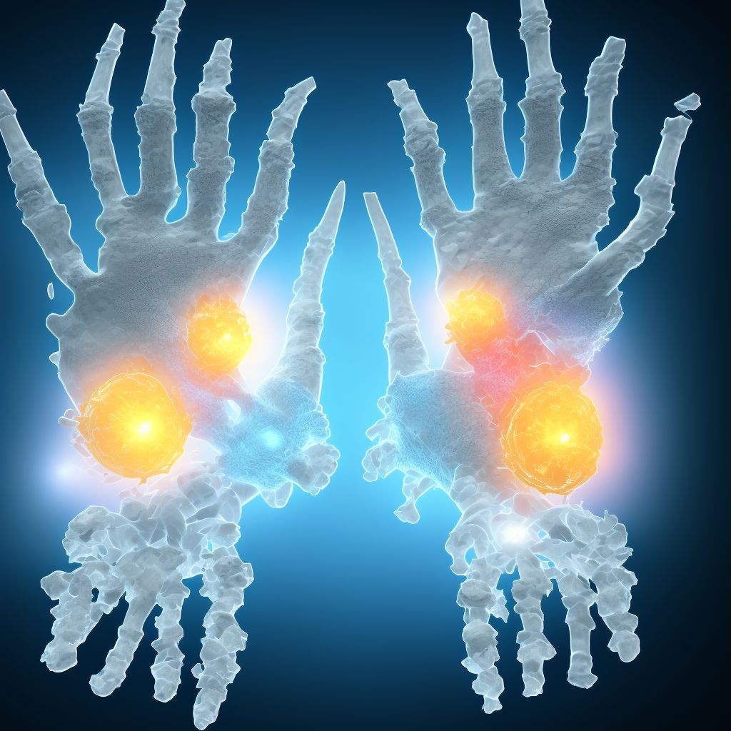 Nondisplaced fracture of middle third of navicular [scaphoid] bone of right wrist, sequela digital illustration