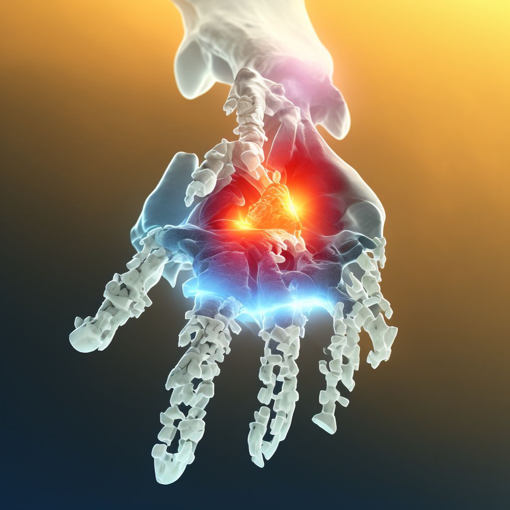 Unspecified fracture of first metacarpal bone, unspecified hand, subsequent encounter for fracture with routine healing digital illustration