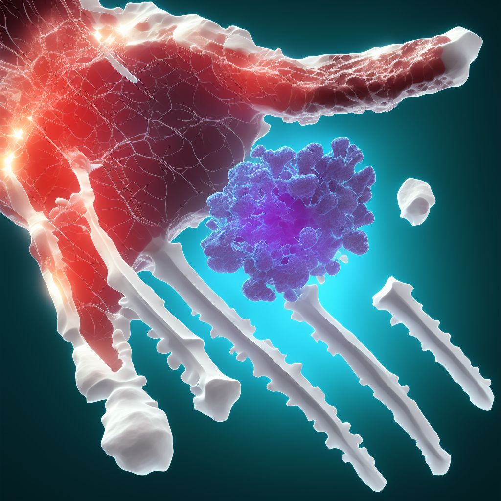 Displaced fracture of shaft of first metacarpal bone, unspecified hand, sequela digital illustration