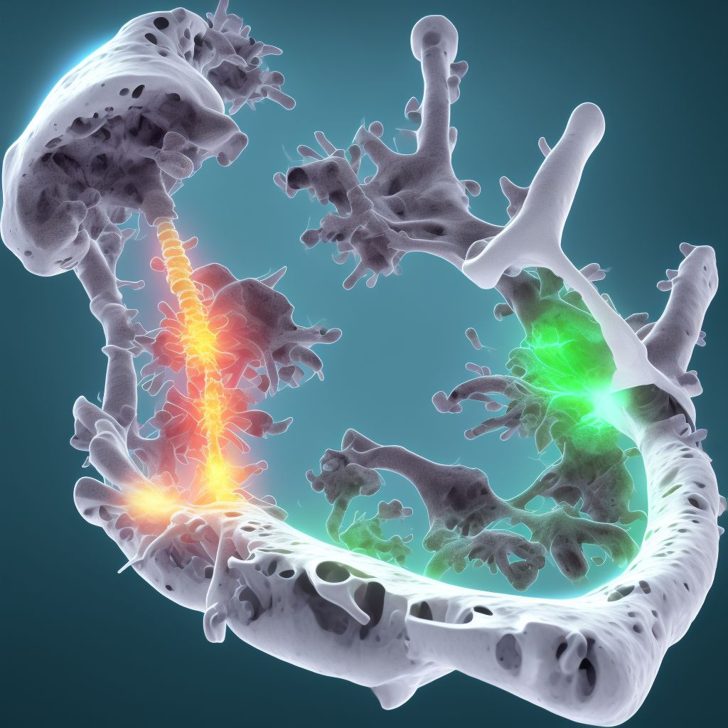 Nondisplaced fracture of shaft of first metacarpal bone, unspecified hand, sequela digital illustration