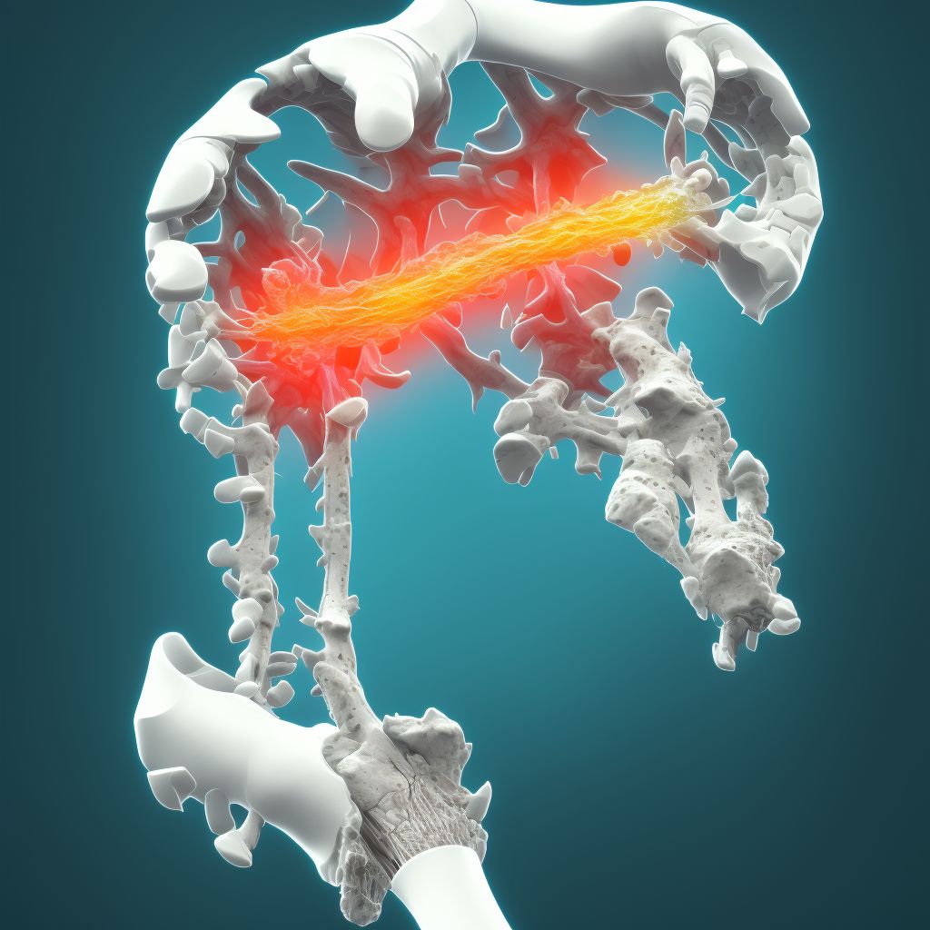 Displaced fracture of neck of first metacarpal bone, right hand, subsequent encounter for fracture with routine healing digital illustration