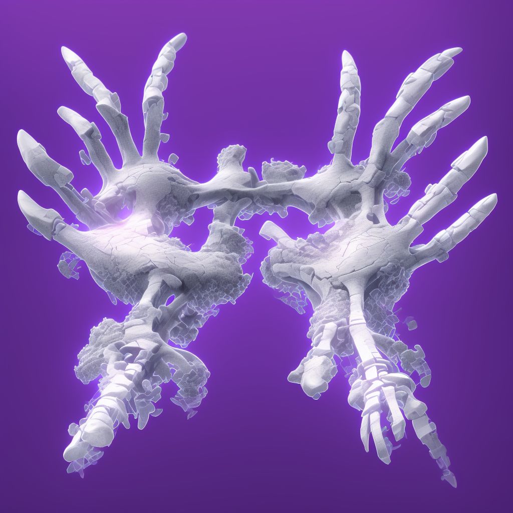 Unspecified fracture of third metacarpal bone, right hand, subsequent encounter for fracture with malunion digital illustration