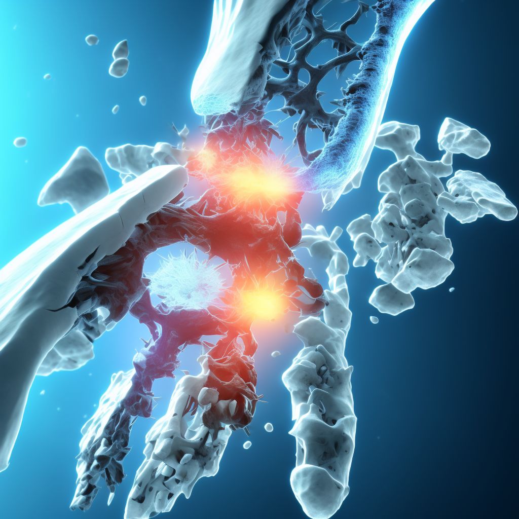 Displaced fracture of base of third metacarpal bone, left hand, subsequent encounter for fracture with malunion digital illustration